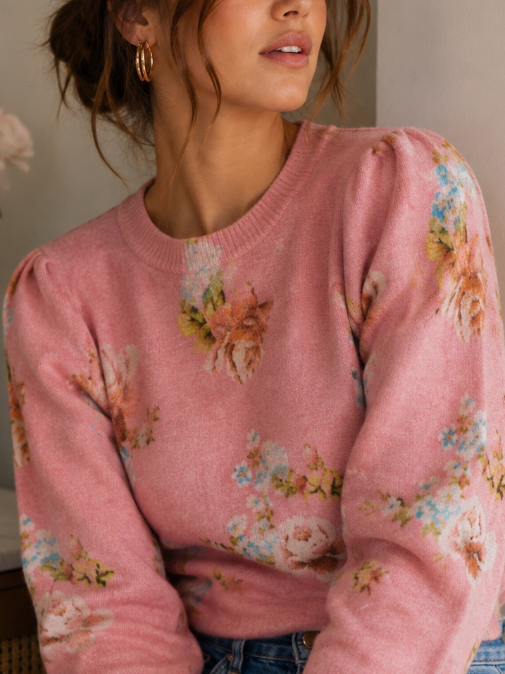 Favorite Daughter Floral Pink Sweater